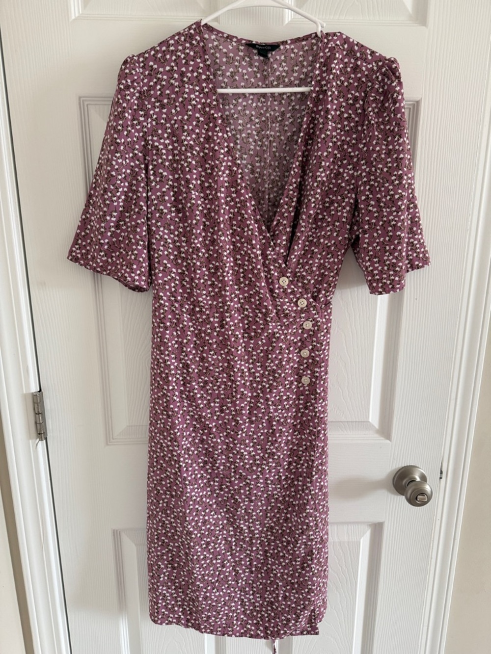RW&CO. Dusty Rose Floral Wrap Midi Dress